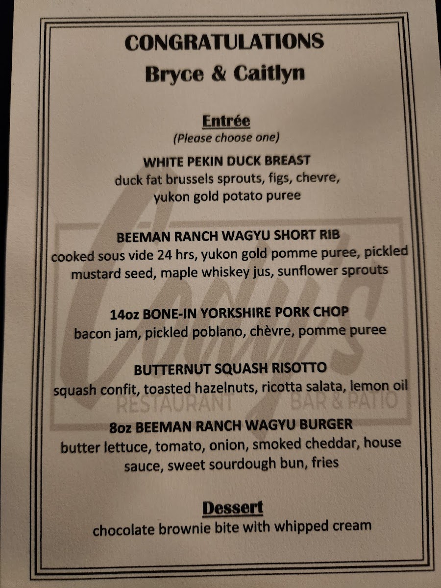 Menu Cody's Restaurant, Bar, & Patio Nb-8