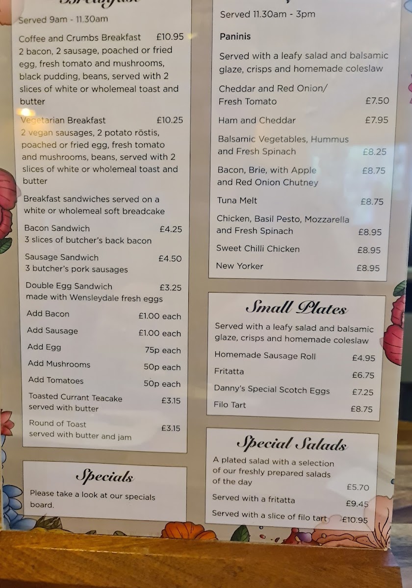 Menu Coffee & Crumbs At The Parish Rooms-2