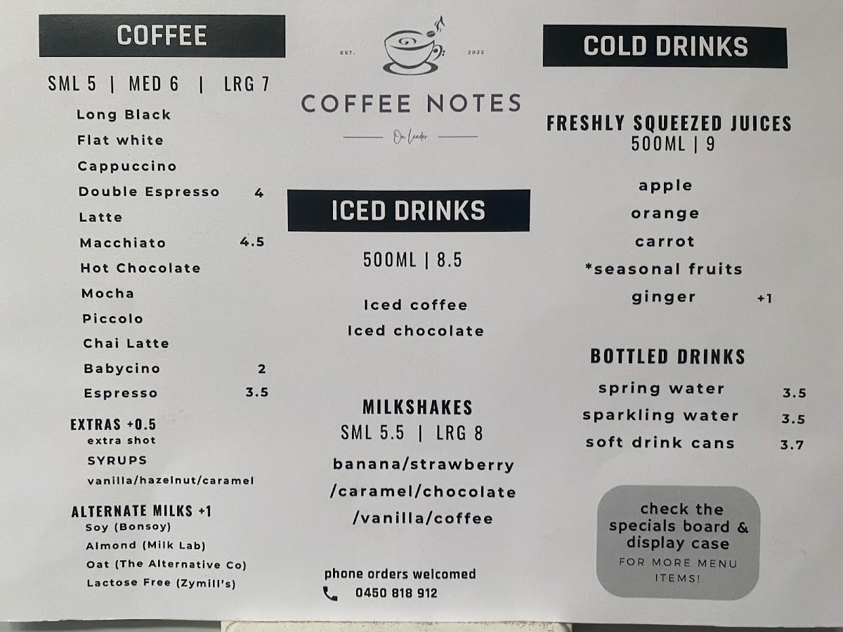 Menu Coffee Notes On Leader-1