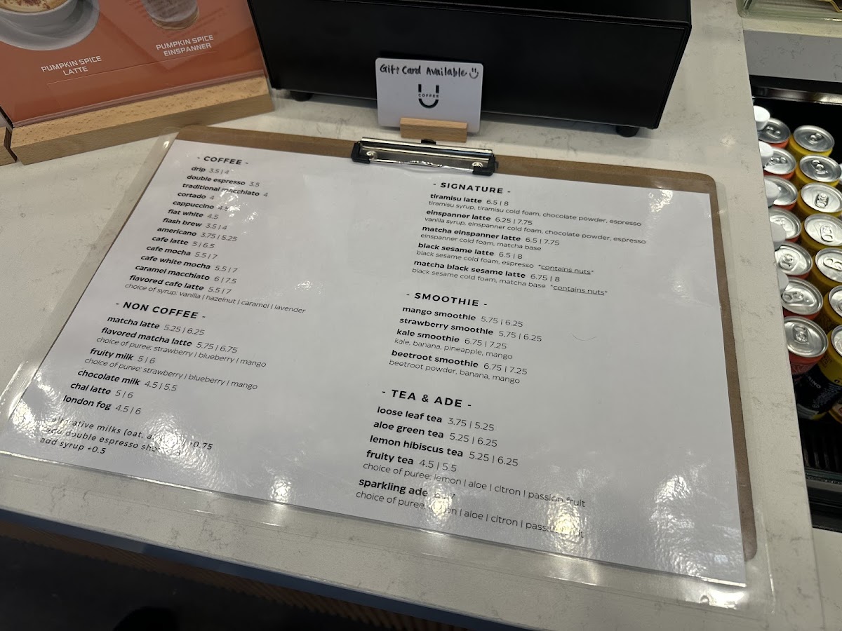 Menu Coffee U-4