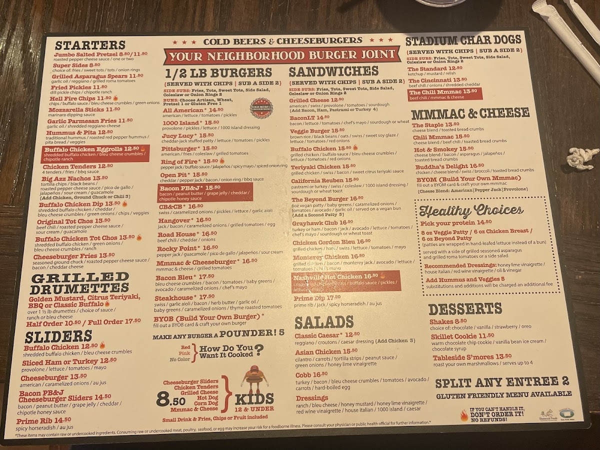 Menu Cold Beers & Cheeseburgers-1