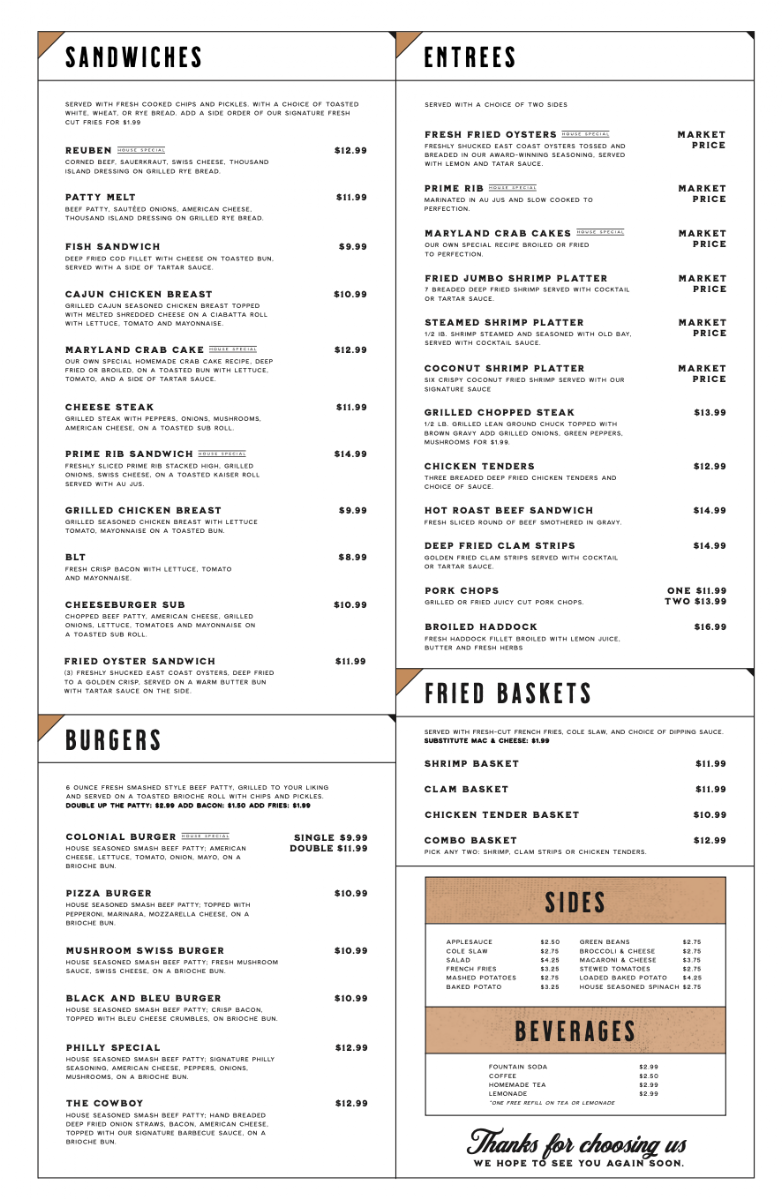 Menu Colonial Bar & Grill-1