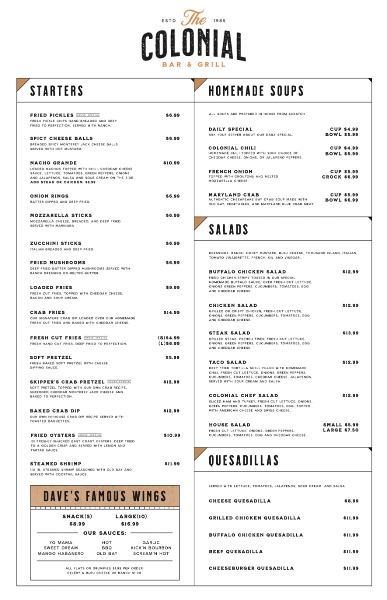Menu Colonial Bar & Grill-2
