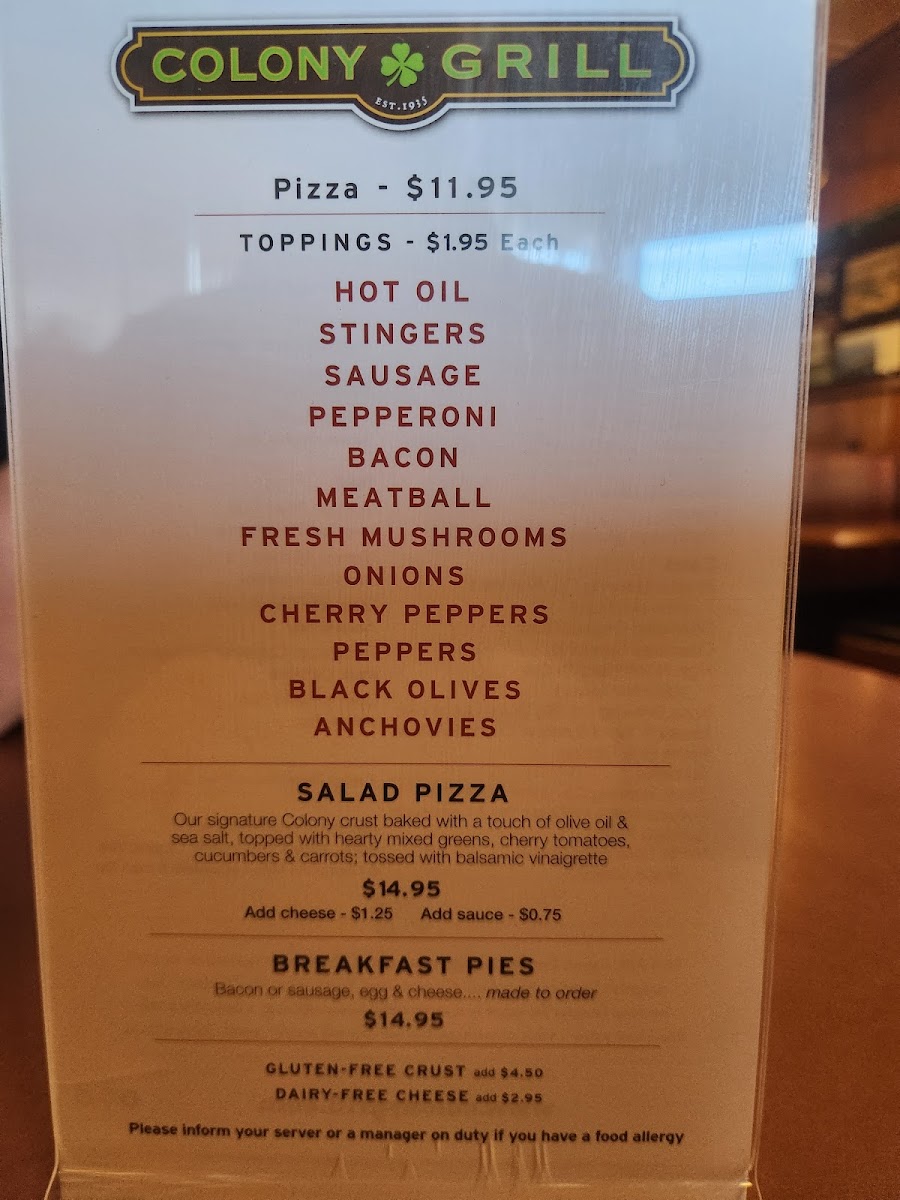 Menu Colony Grill - Stamford-1