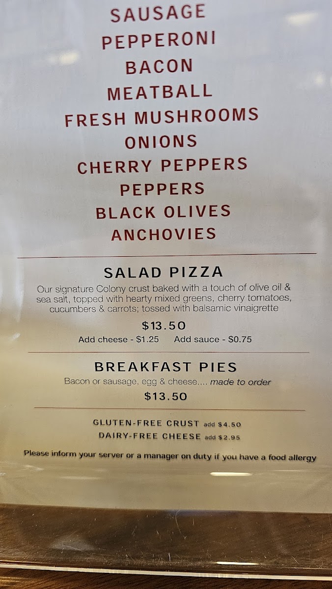 Menu Colony Grill - Stamford-9