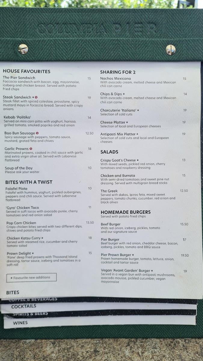 Menu Columbia Pier-2