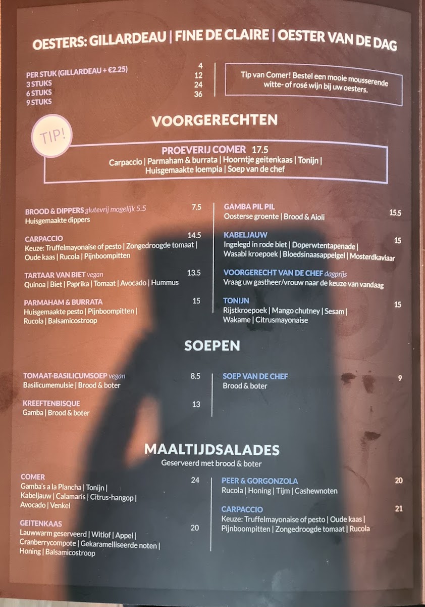 Menu Comer Egmond Aan Zee-1