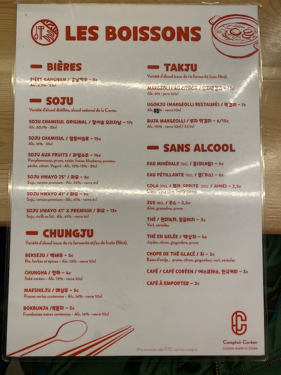 Menu Comptoir Coréen - Soju Bar-9