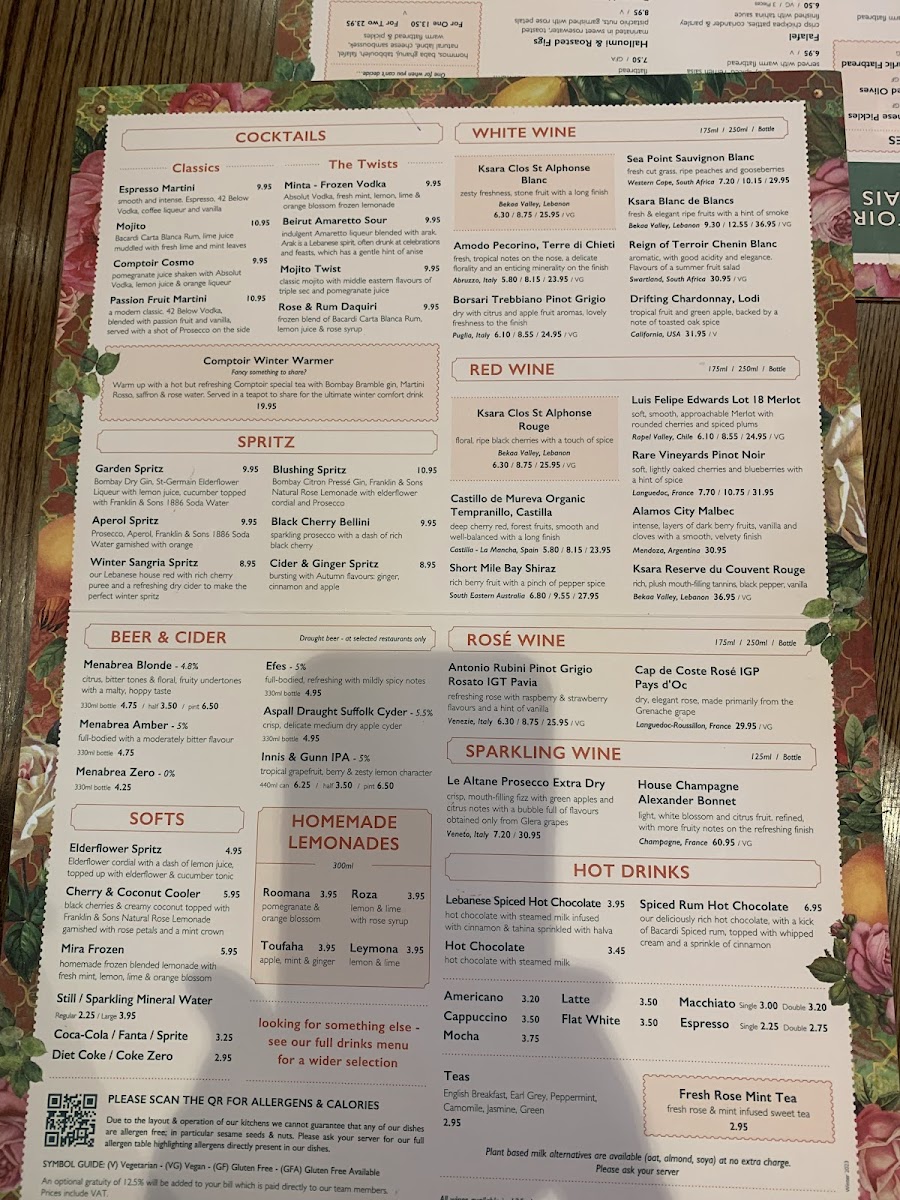 Menu Comptoir Libanais Exeter-4