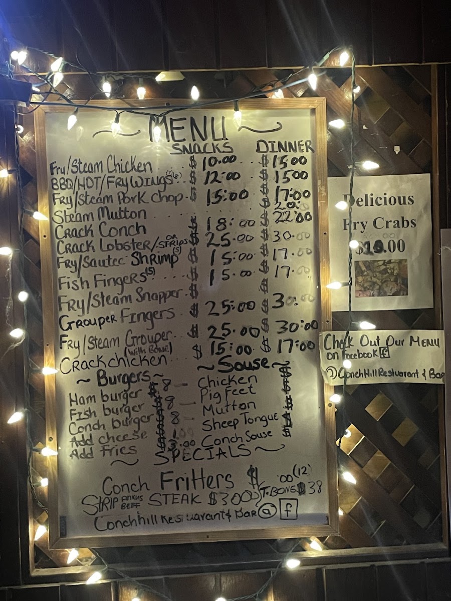 Menu Conch Hill Resturant & Bar-1