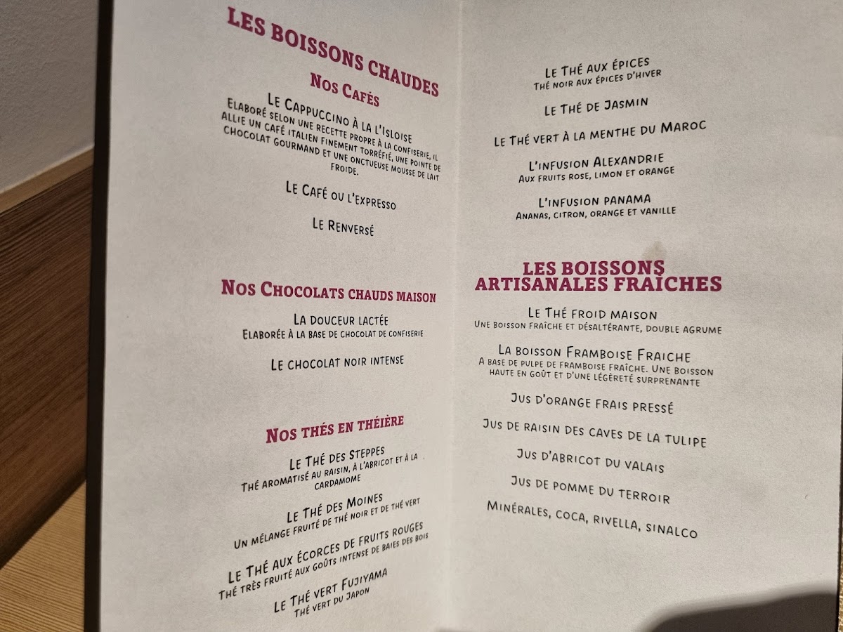 Menu Confiserie, Salon De Thé Yves Hohl-1