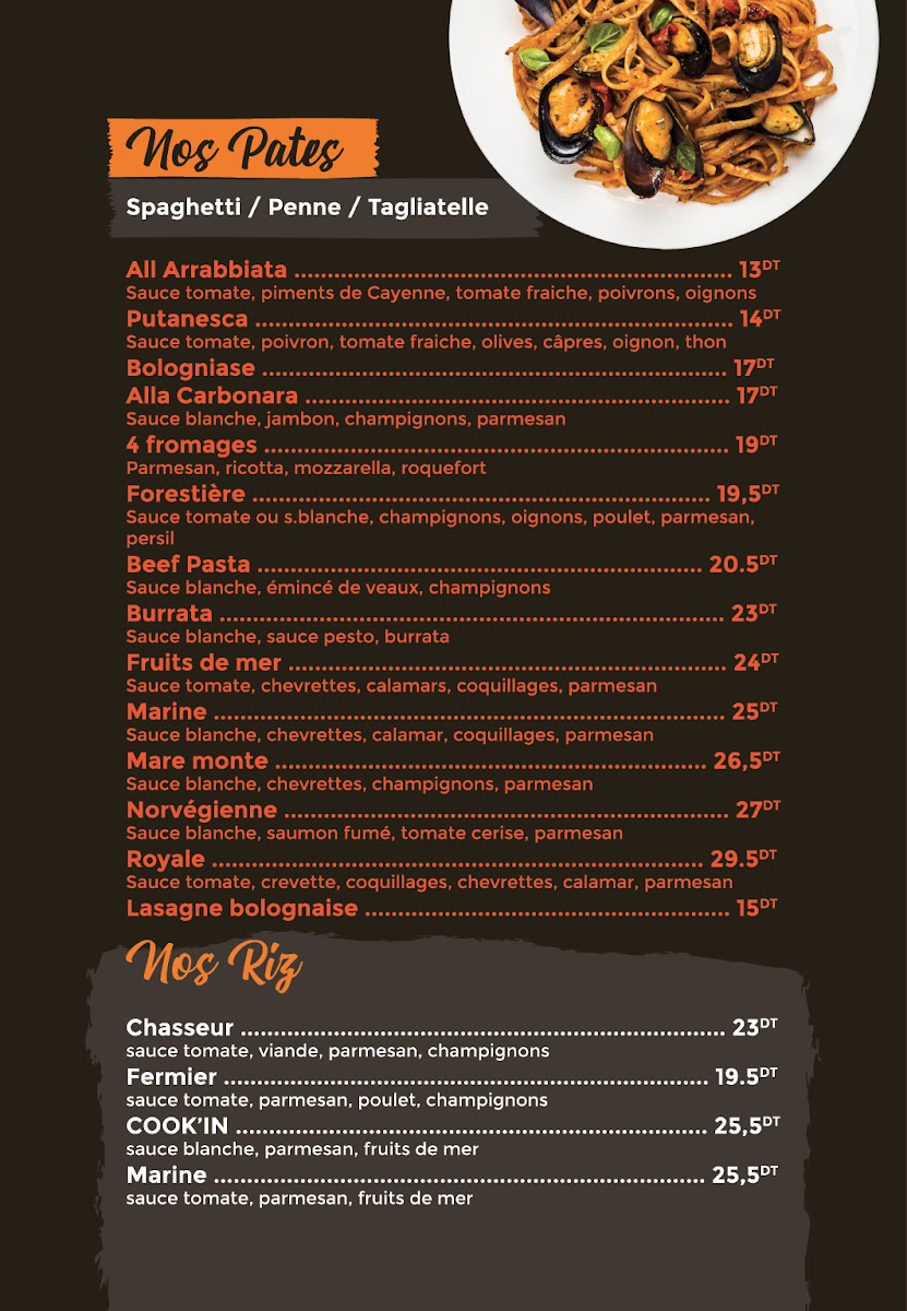 Menu Cook'in Restaurant La Marsa-2