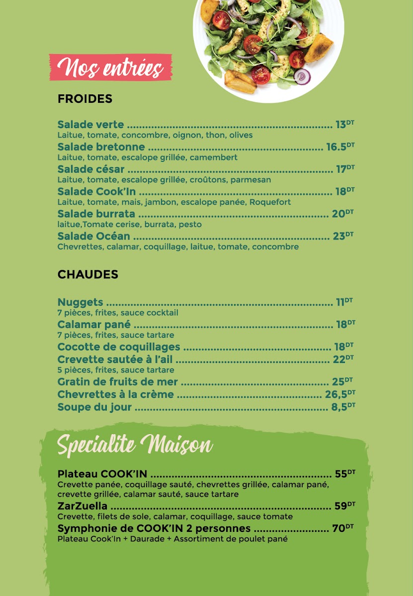 Menu Cook'in Restaurant La Marsa-3