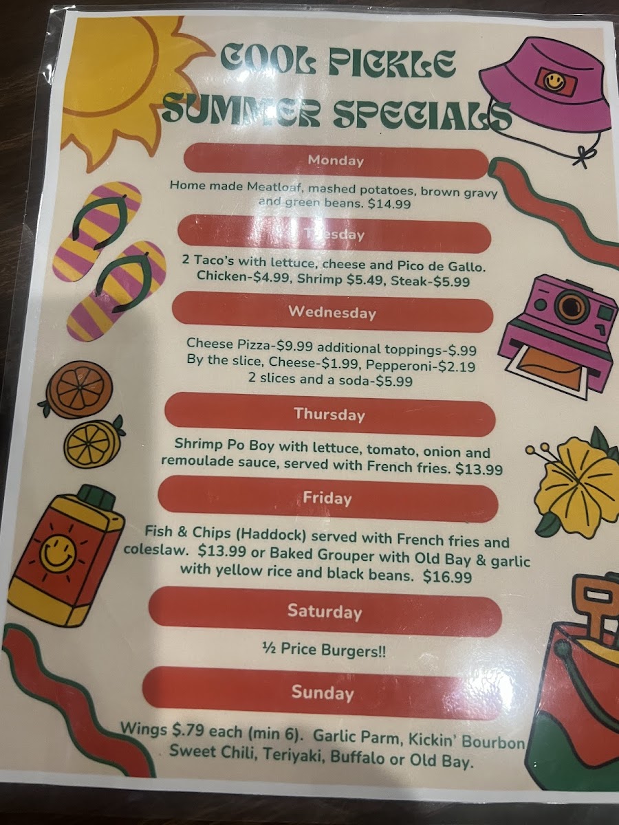 Menu Cool Pickle In Paradise-3