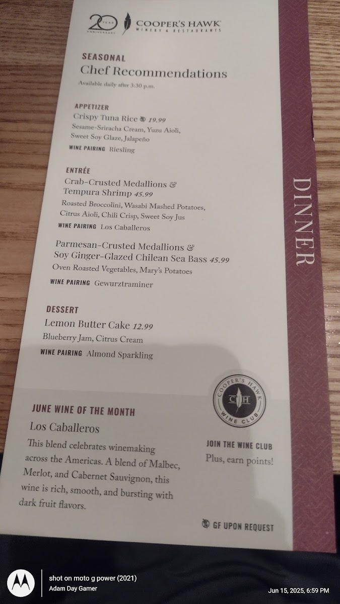 Menu Cooper’S Hawk Winery & Restaurant-5