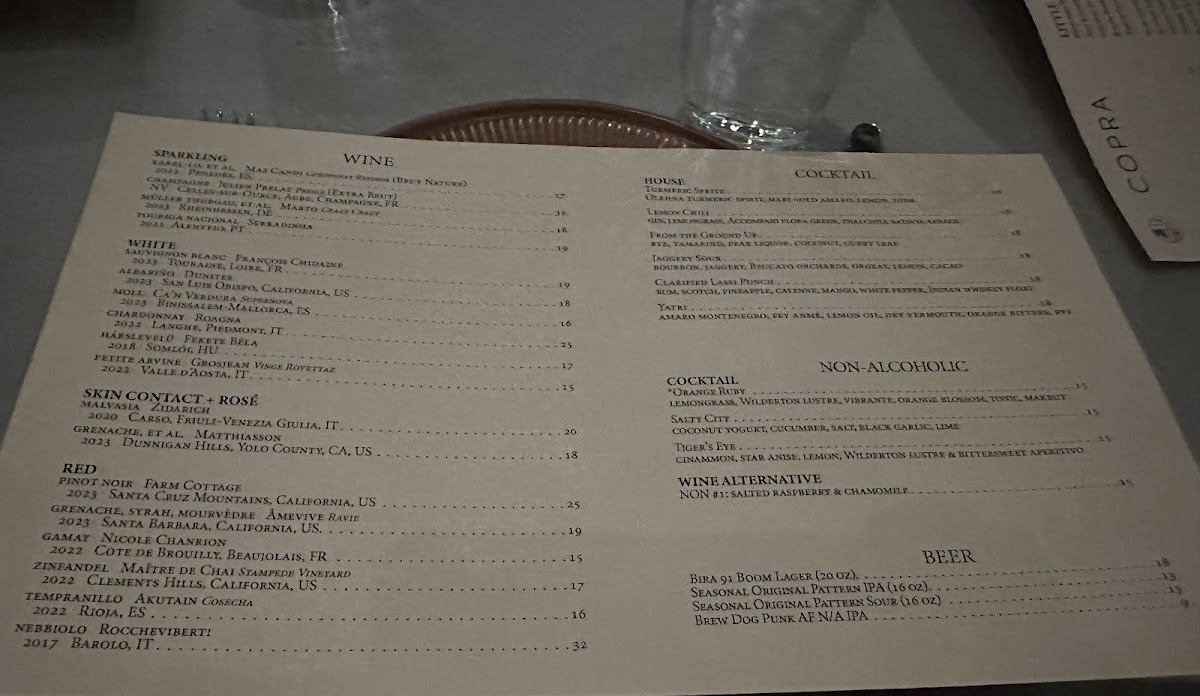 Menu Copra-7