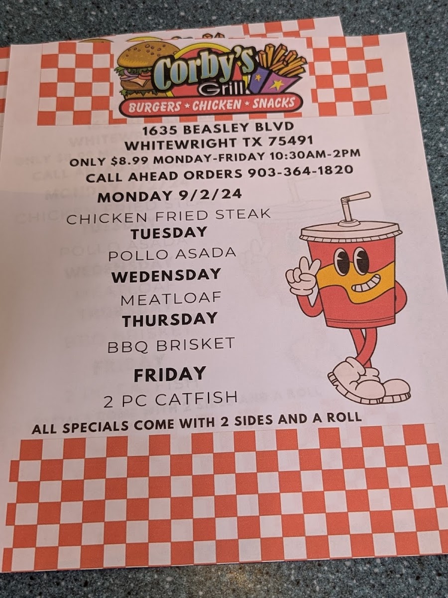 Menu Corby's Grill-1