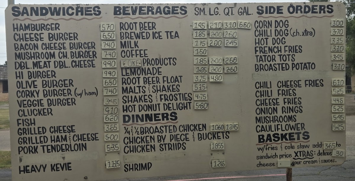 Menu Corky's Drive-In Restaurant-1