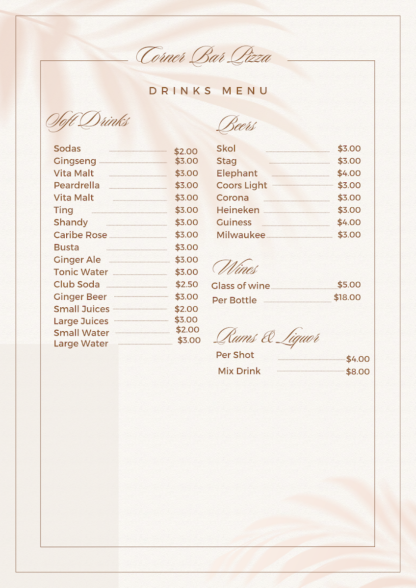 Menu Corner Bar And Pizza-1