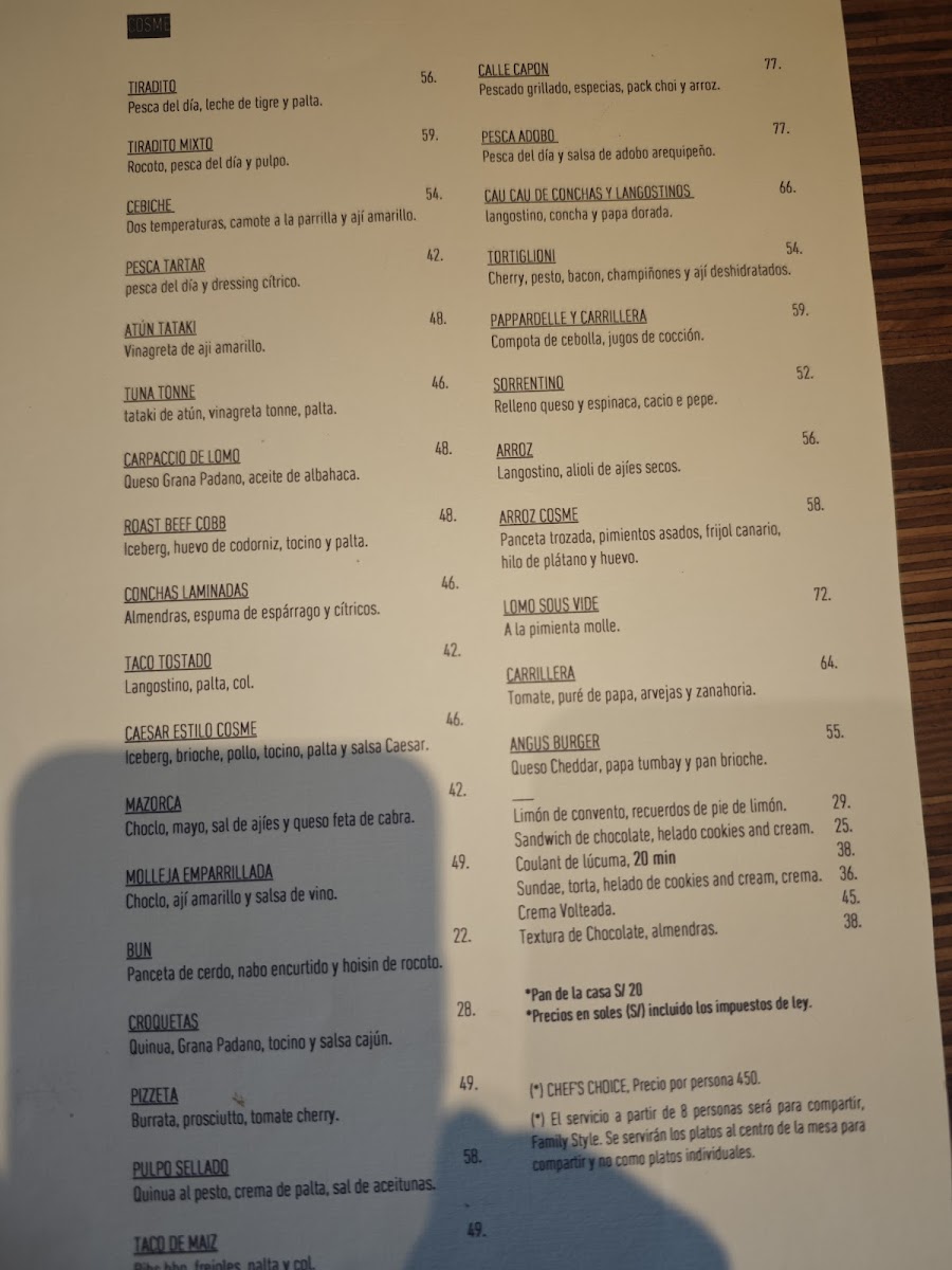 Menu Cosme Restaurante Y Bar-5