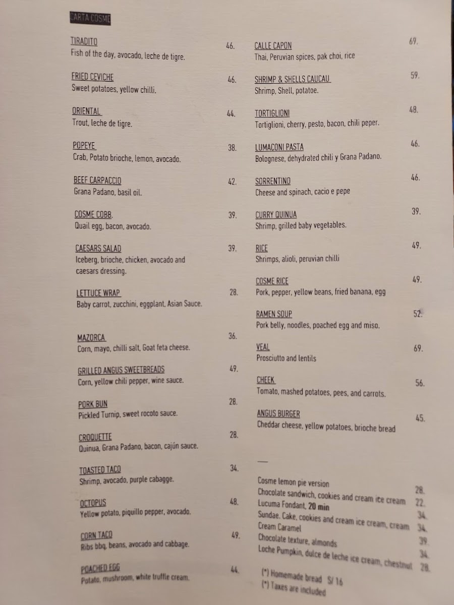 Menu Cosme Restaurante Y Bar-8