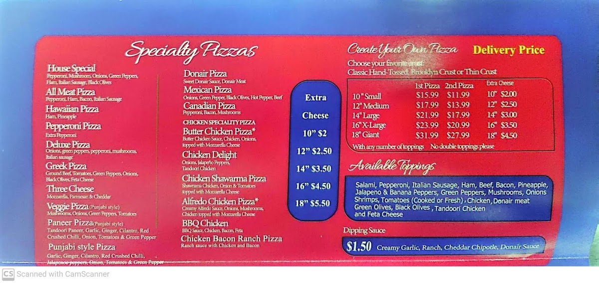 Menu Cosmic Pizza And Donair-2