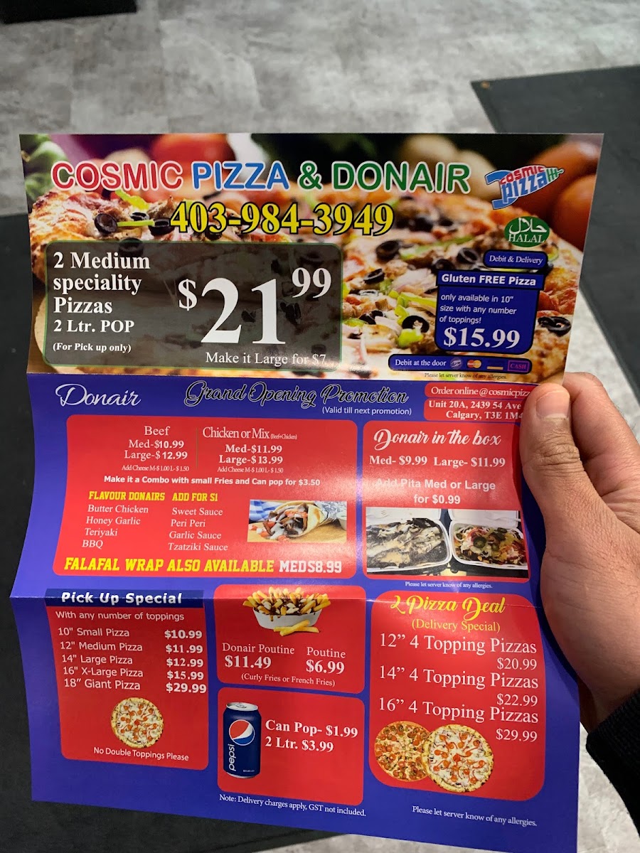 Menu Cosmic Pizza And Donair-3