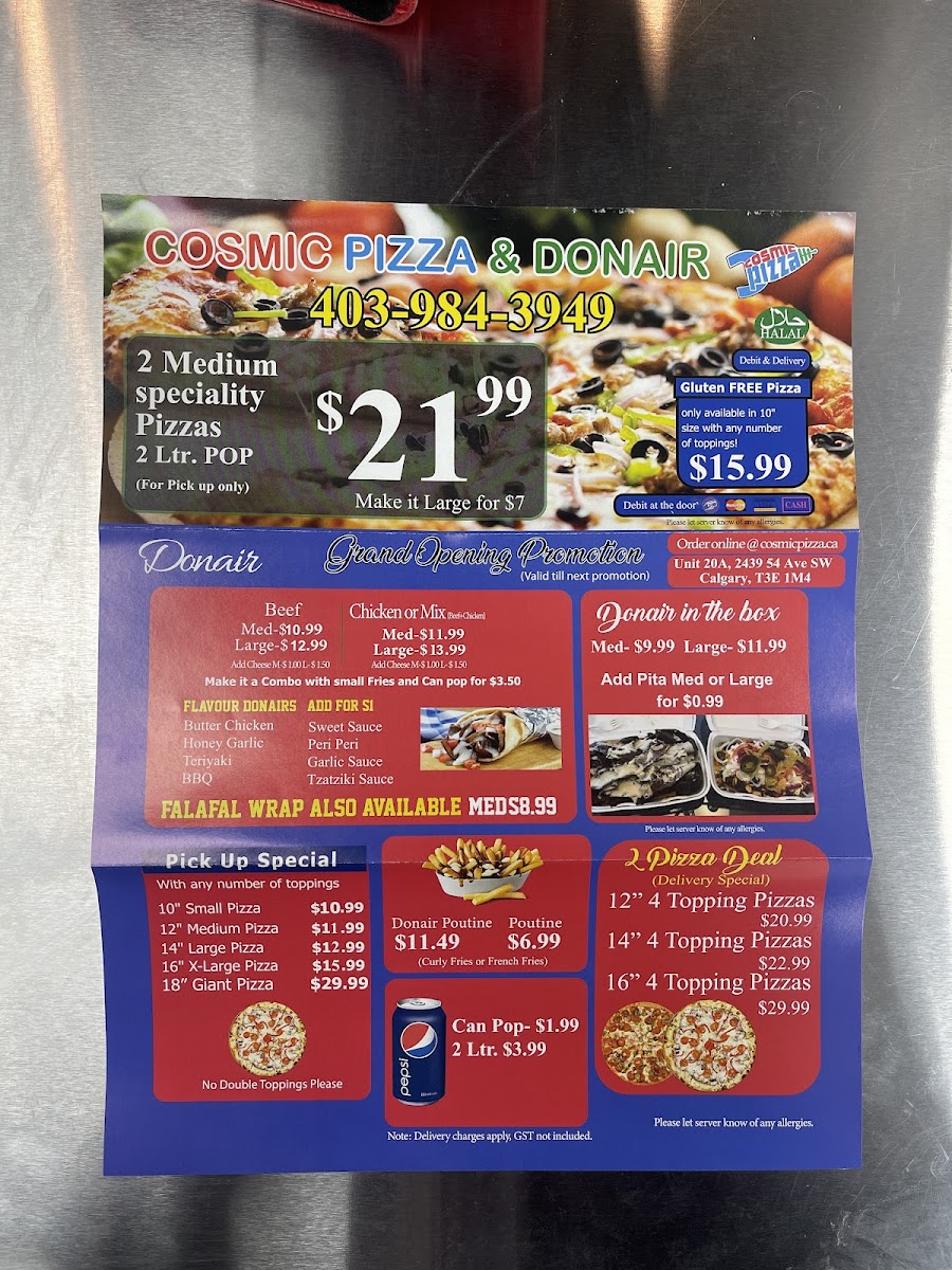 Menu Cosmic Pizza And Donair-4