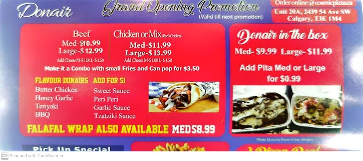 Menu Cosmic Pizza And Donair-5