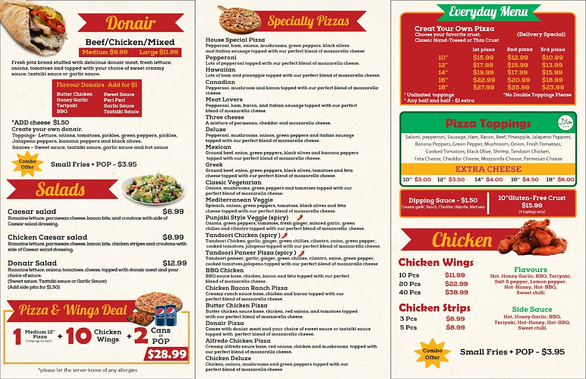 Menu Cosmic Pizza & Donair Piper Crossing - Red Deer-1
