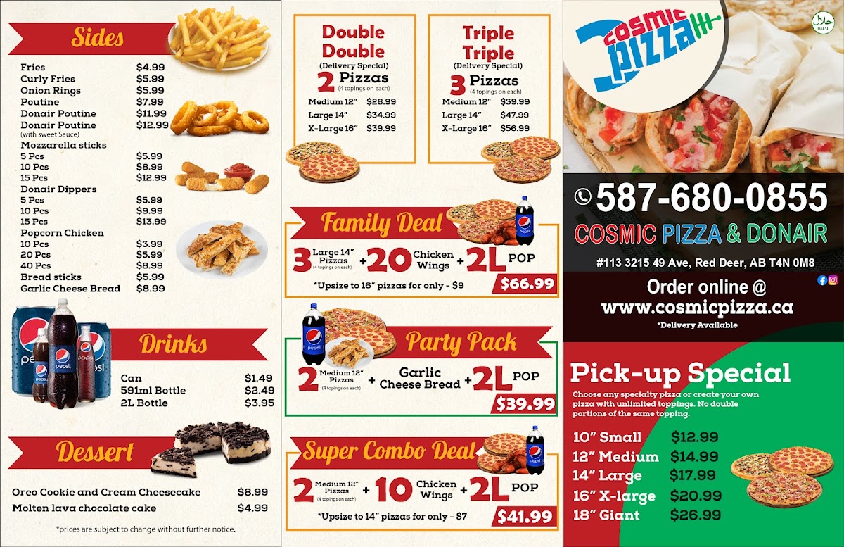 Menu Cosmic Pizza & Donair Piper Crossing - Red Deer-3