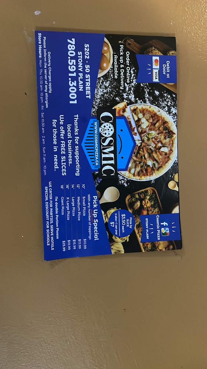 Menu Cosmic Pizza - Town Of Stony Plain-5