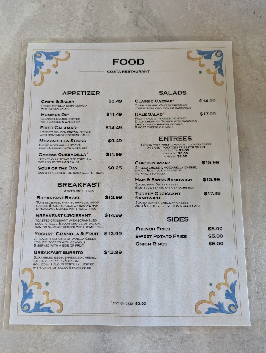 Menu Costa Terraza Restaurant & Tapas Bar-4