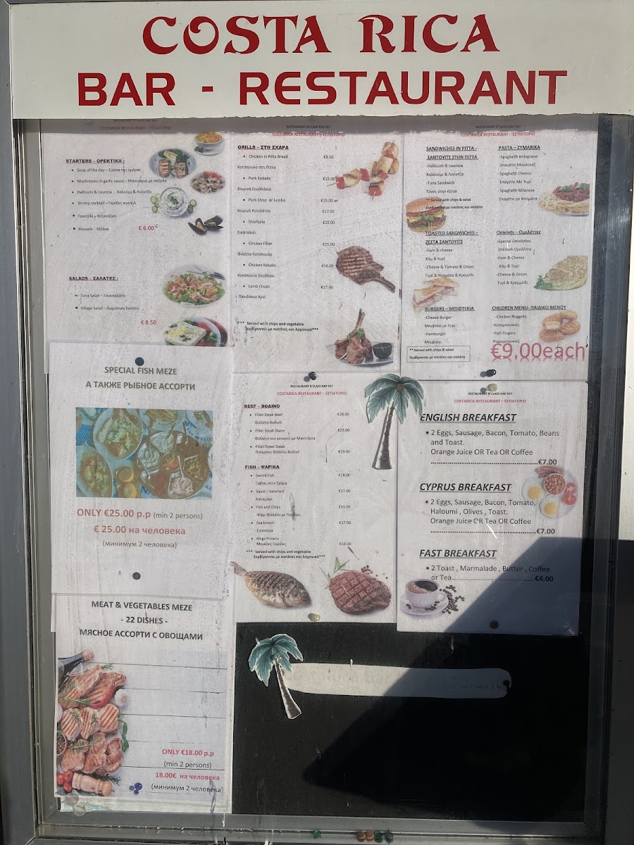 Menu Costas Family Bar And Restaurant (Costarica)-1