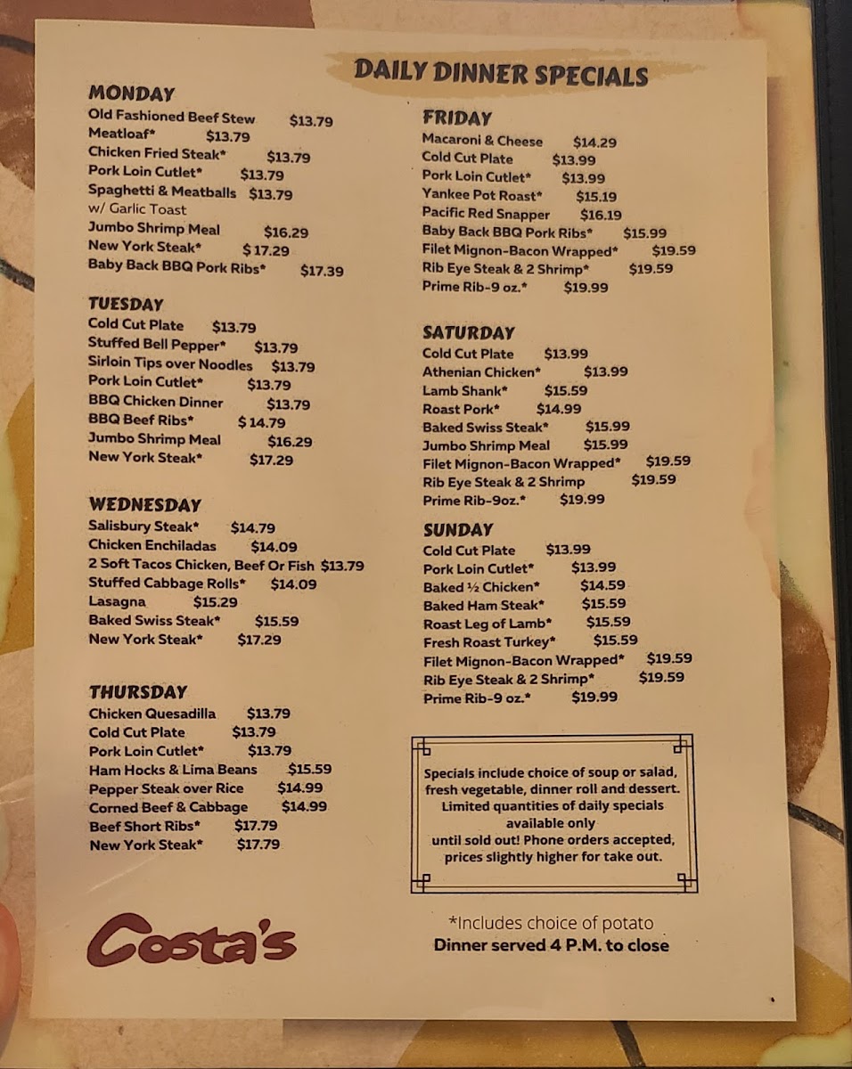 Menu Costa's Family Restaurant-3