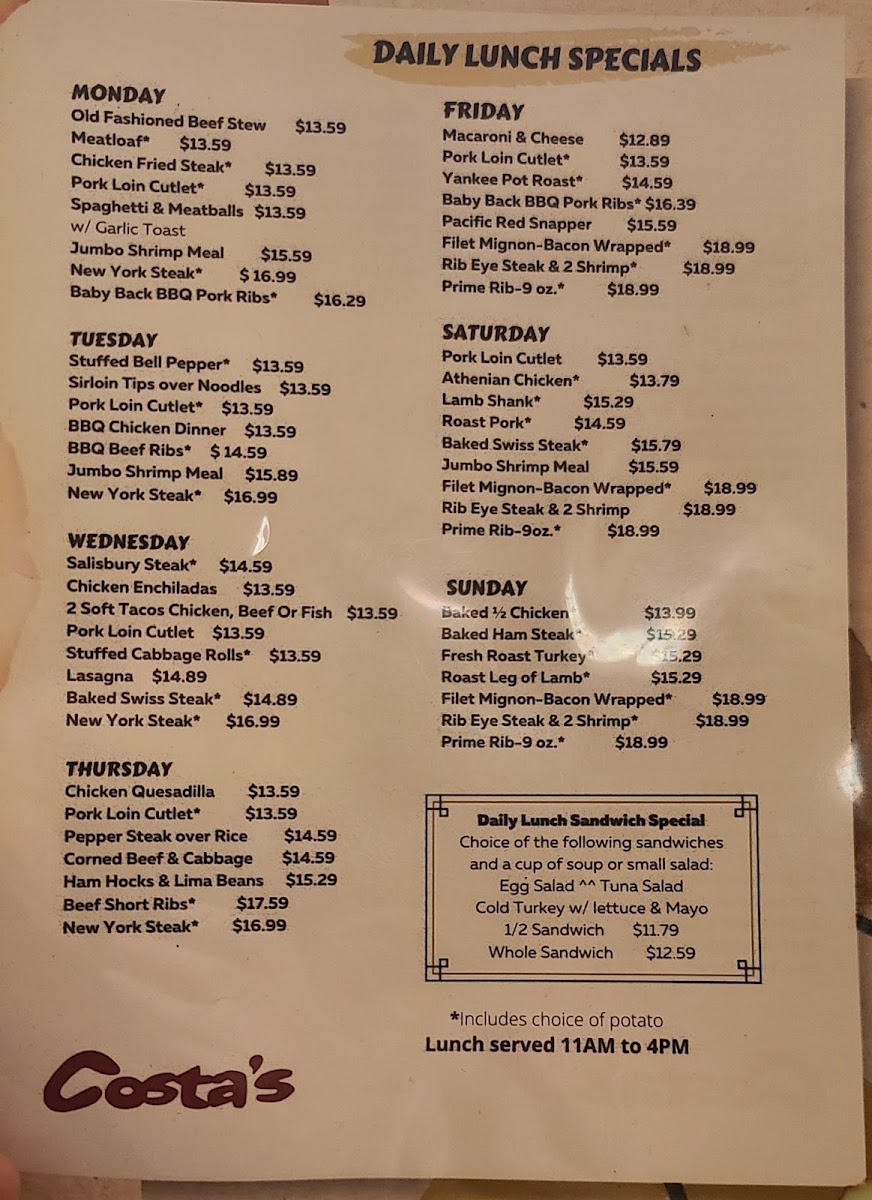 Menu Costa's Family Restaurant-4