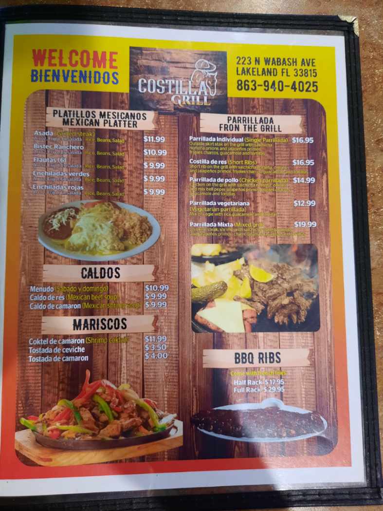 Menu Costilla Grill Mexican Restaurant-7