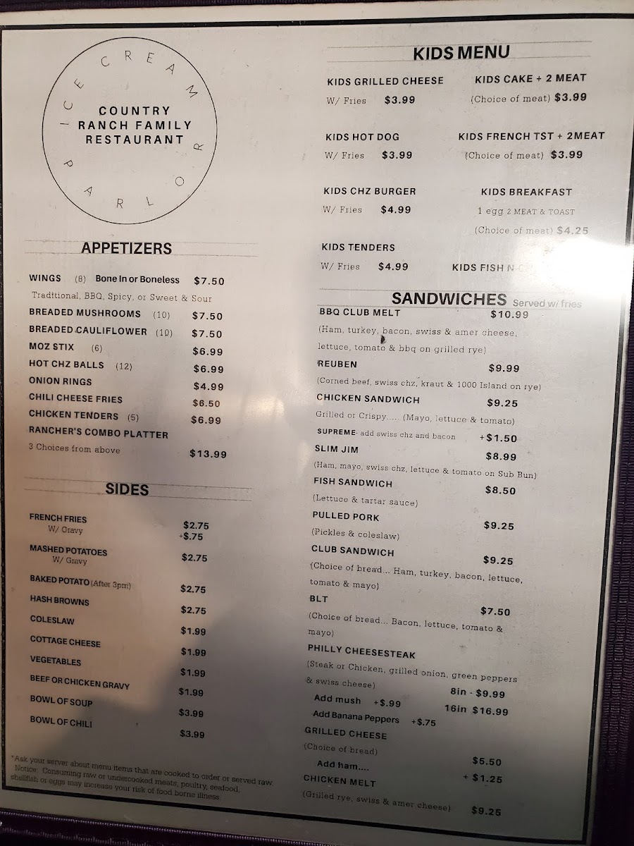 Menu Country Ranch Family Restaurant & Ice Cream Parlor-3