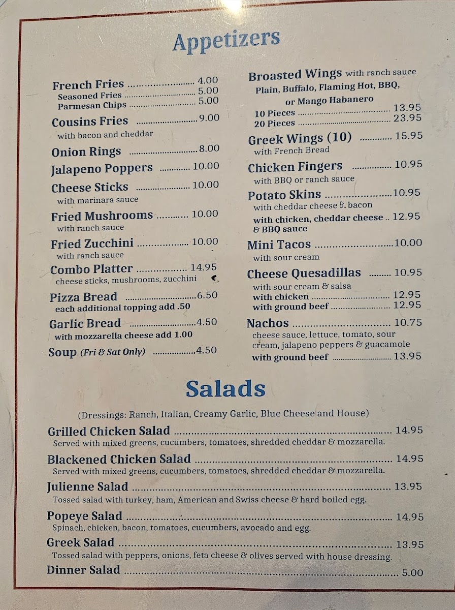 Menu Cousins Pizza Pub-1