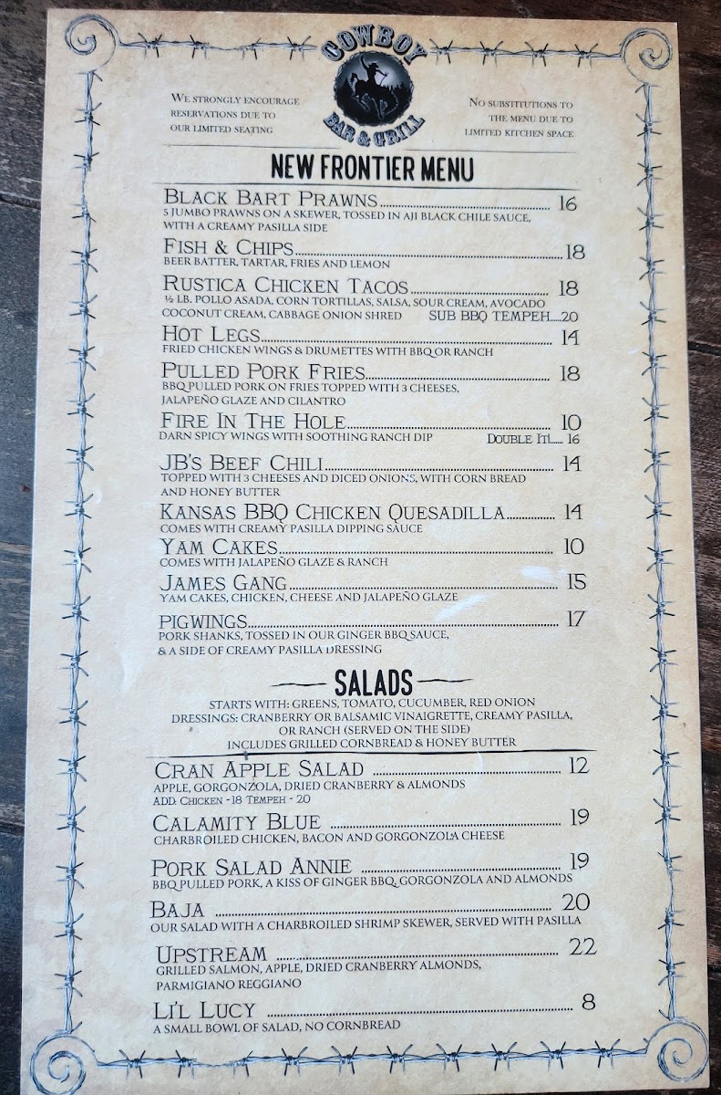 Menu Cowboy Bar & Grill-1