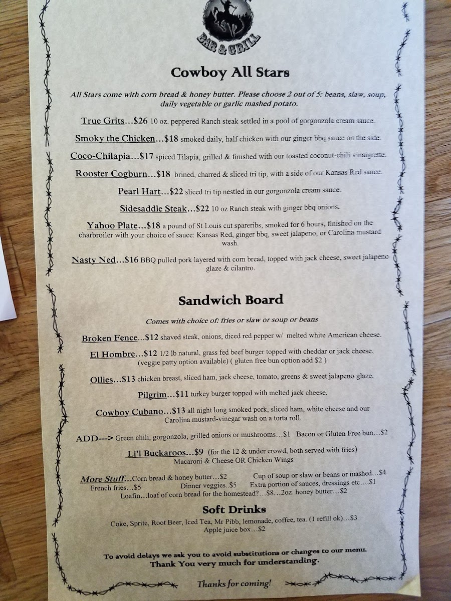 Menu Cowboy Bar & Grill-7