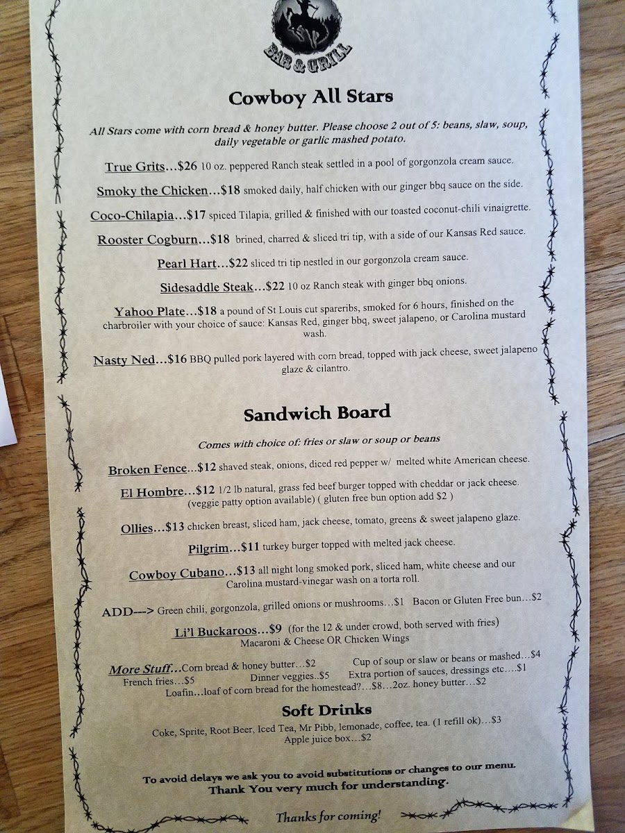 Menu Cowboy Bar & Grill-8