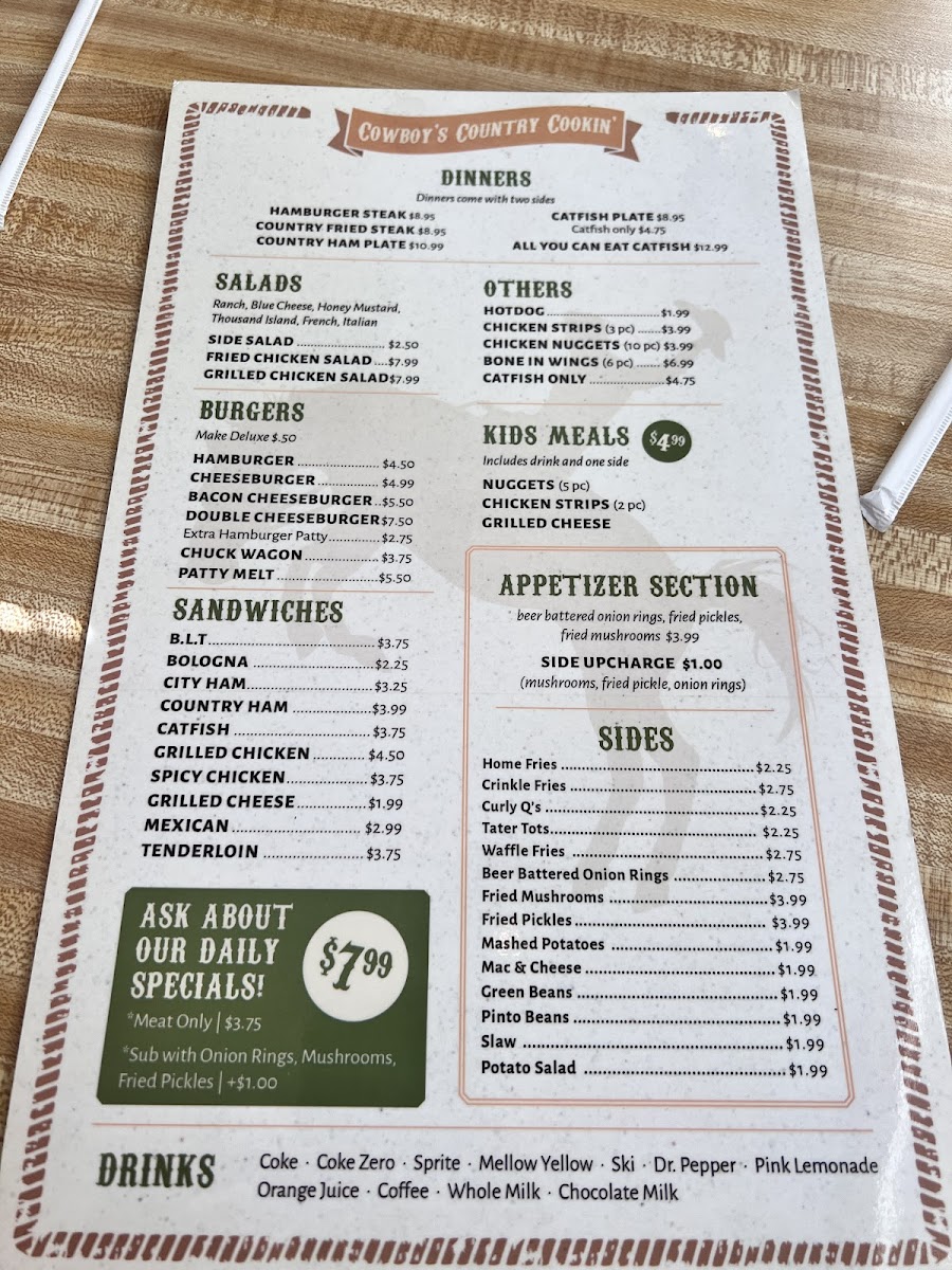 Menu Cowboy's Country Cookin'-2