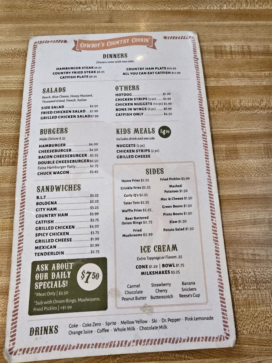 Menu Cowboy's Country Cookin'-4