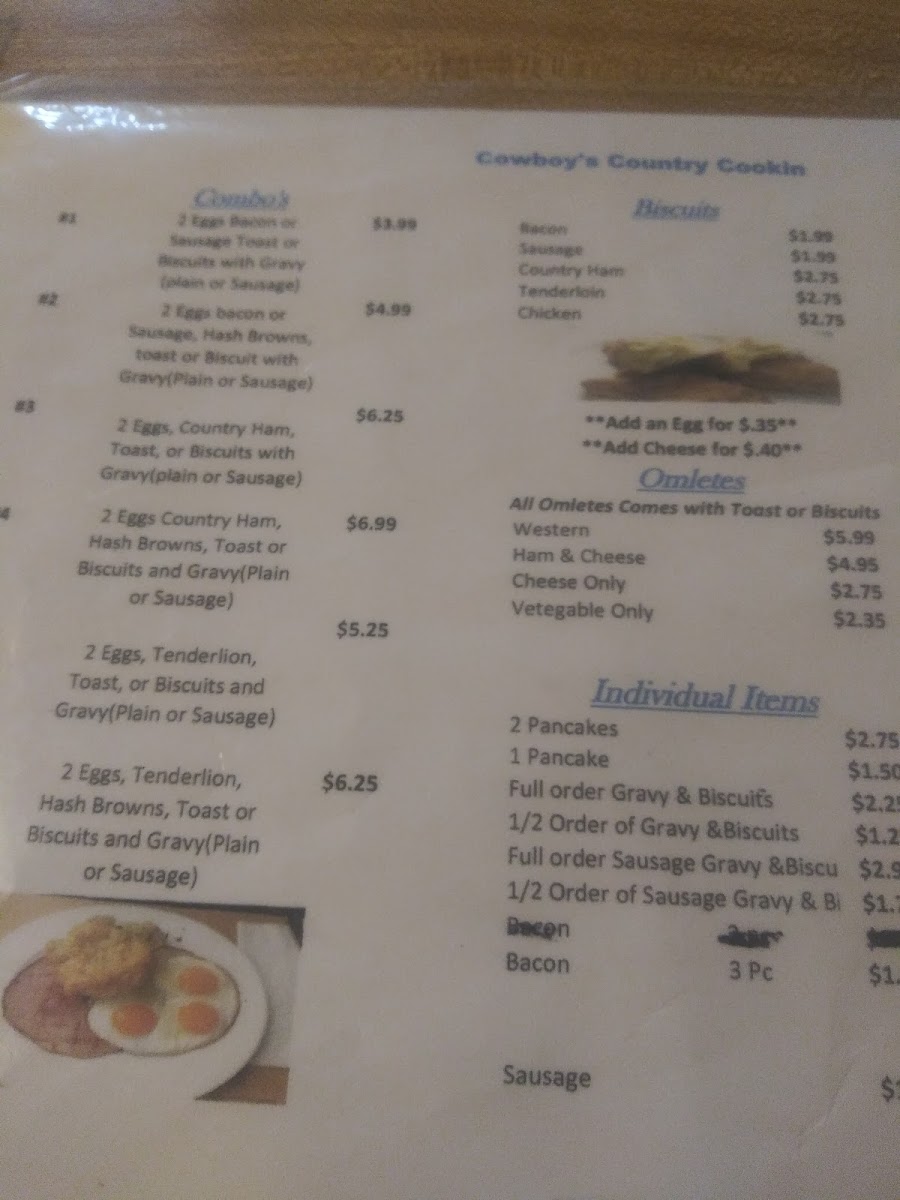 Menu Cowboy's Country Cookin'-6