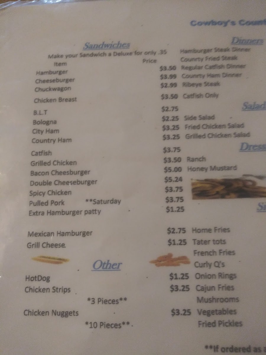 Menu Cowboy's Country Cookin'-7