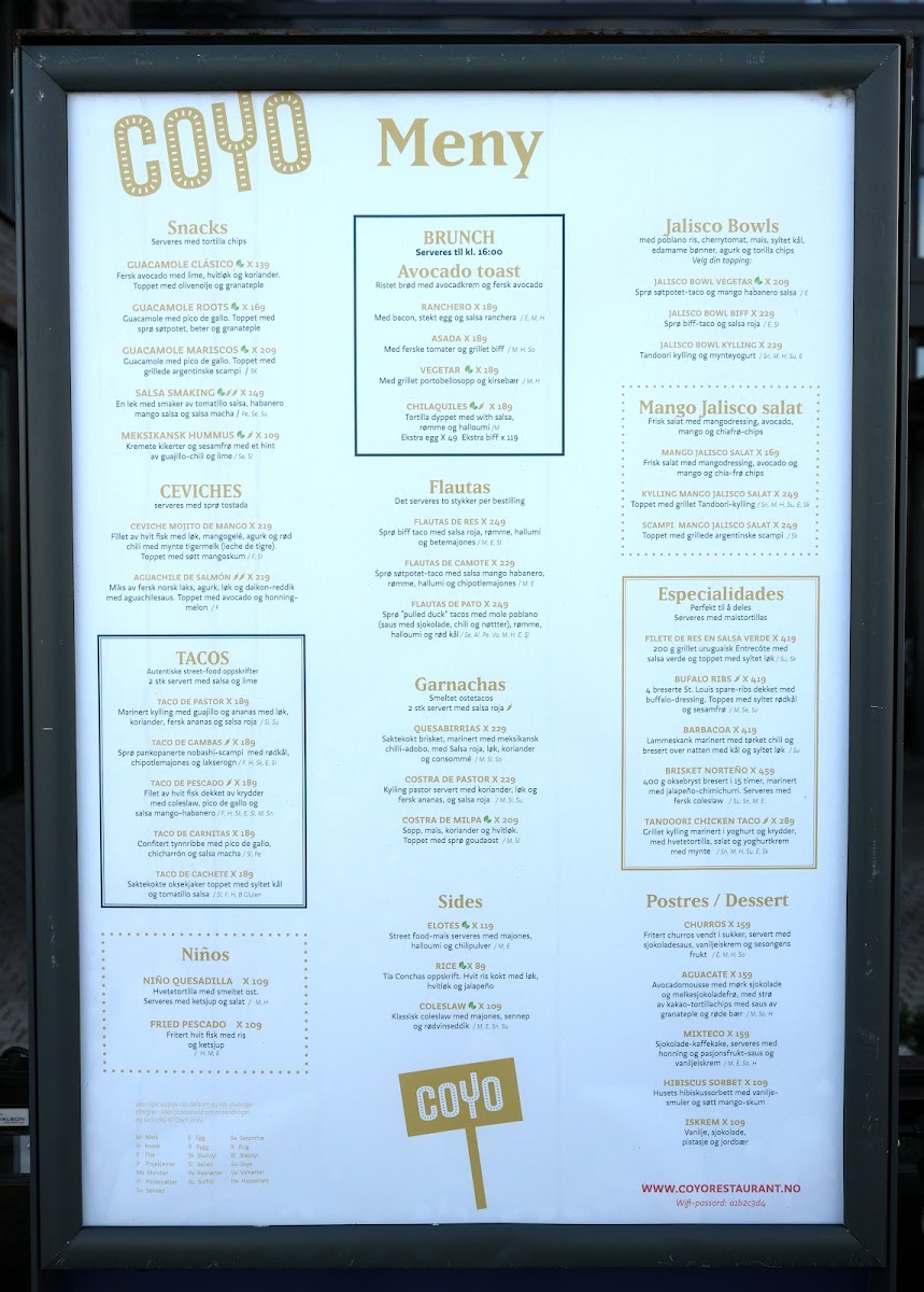 Menu Coyo - Meksikansk Restaurant & Taquilla Bar Sørenga-7