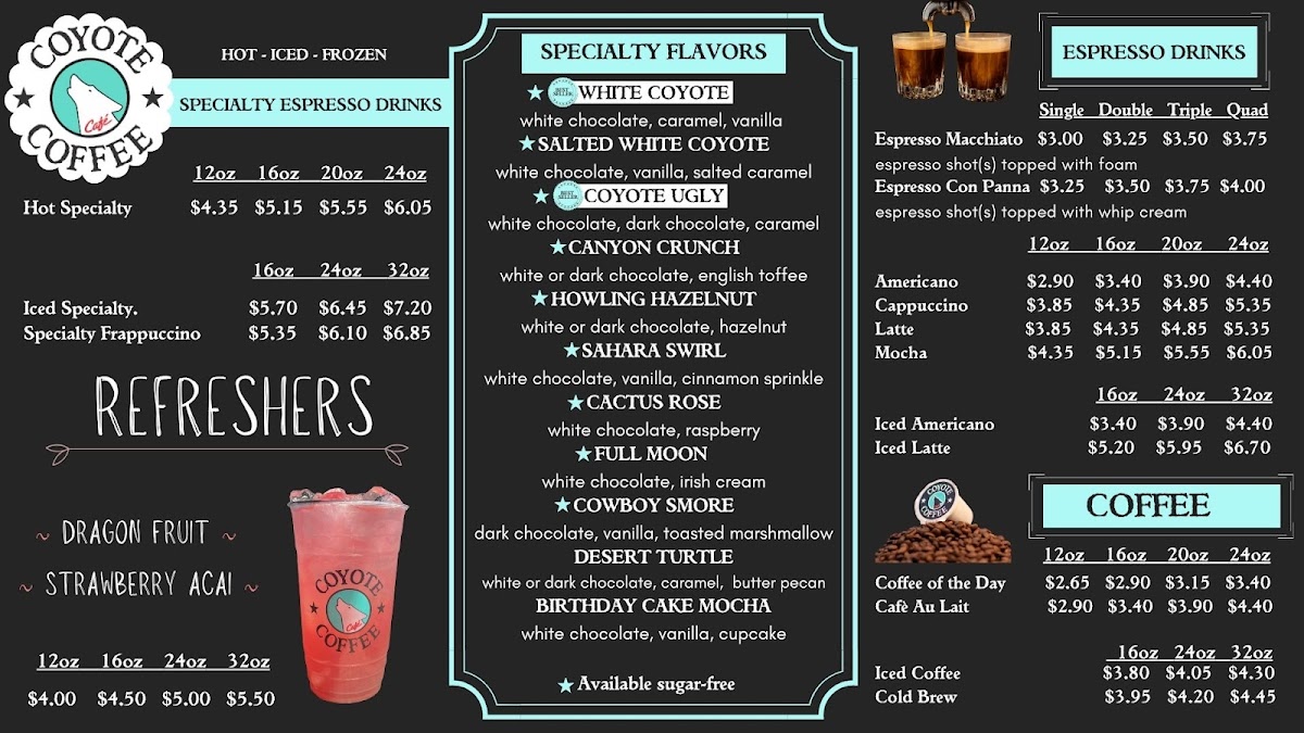 Menu Coyote Coffee Cafe - Powdersville-1