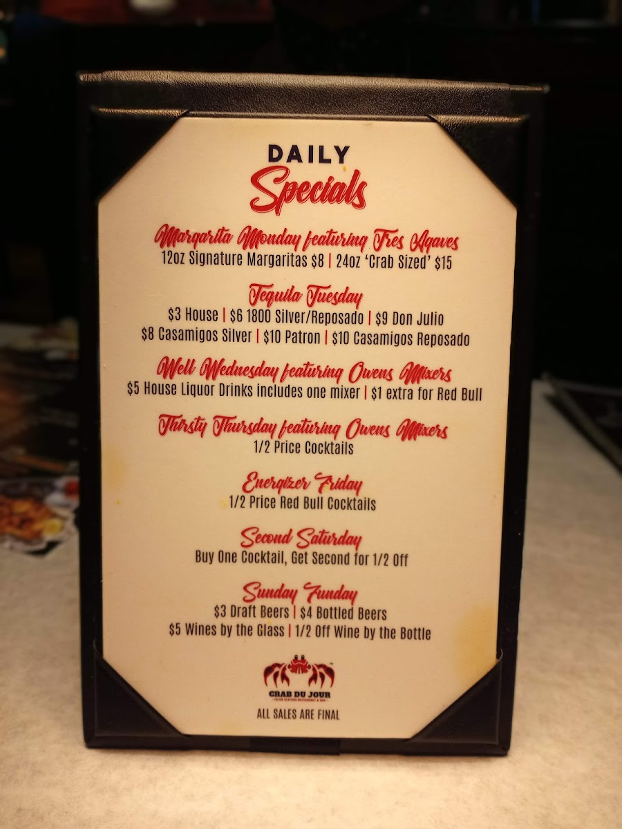 Menu Crab Du Jour Uncc Cajun Seafood & Bar-6