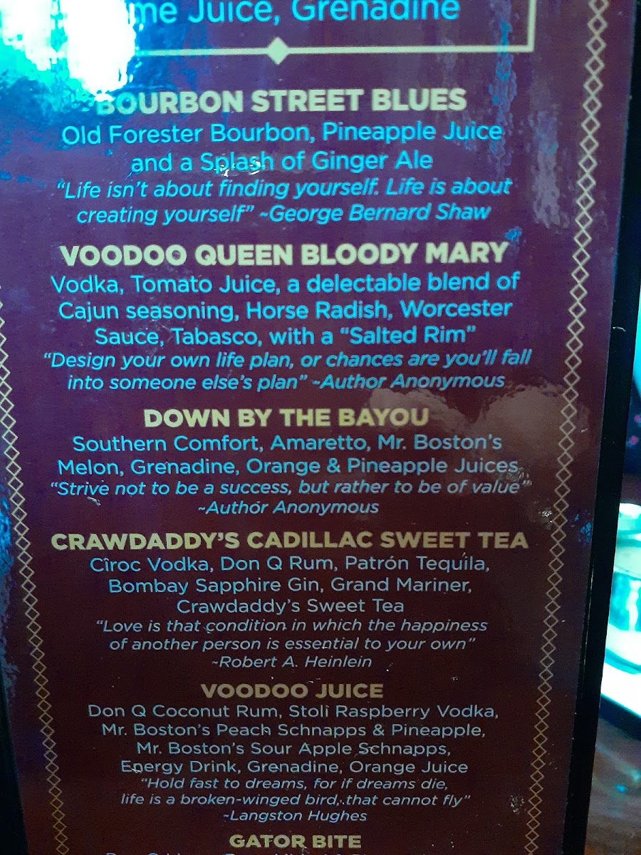 Menu Crawdaddys Restaurant & Bar-1